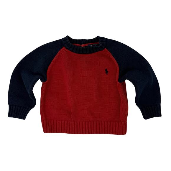 Polo by Ralph Lauren Baby 12 Month Sweater Button Back Red with Blue - Picture 1 of 6